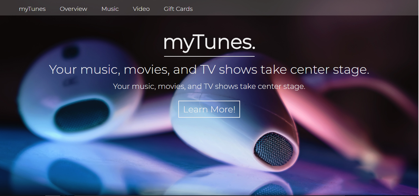 My tunes landing page